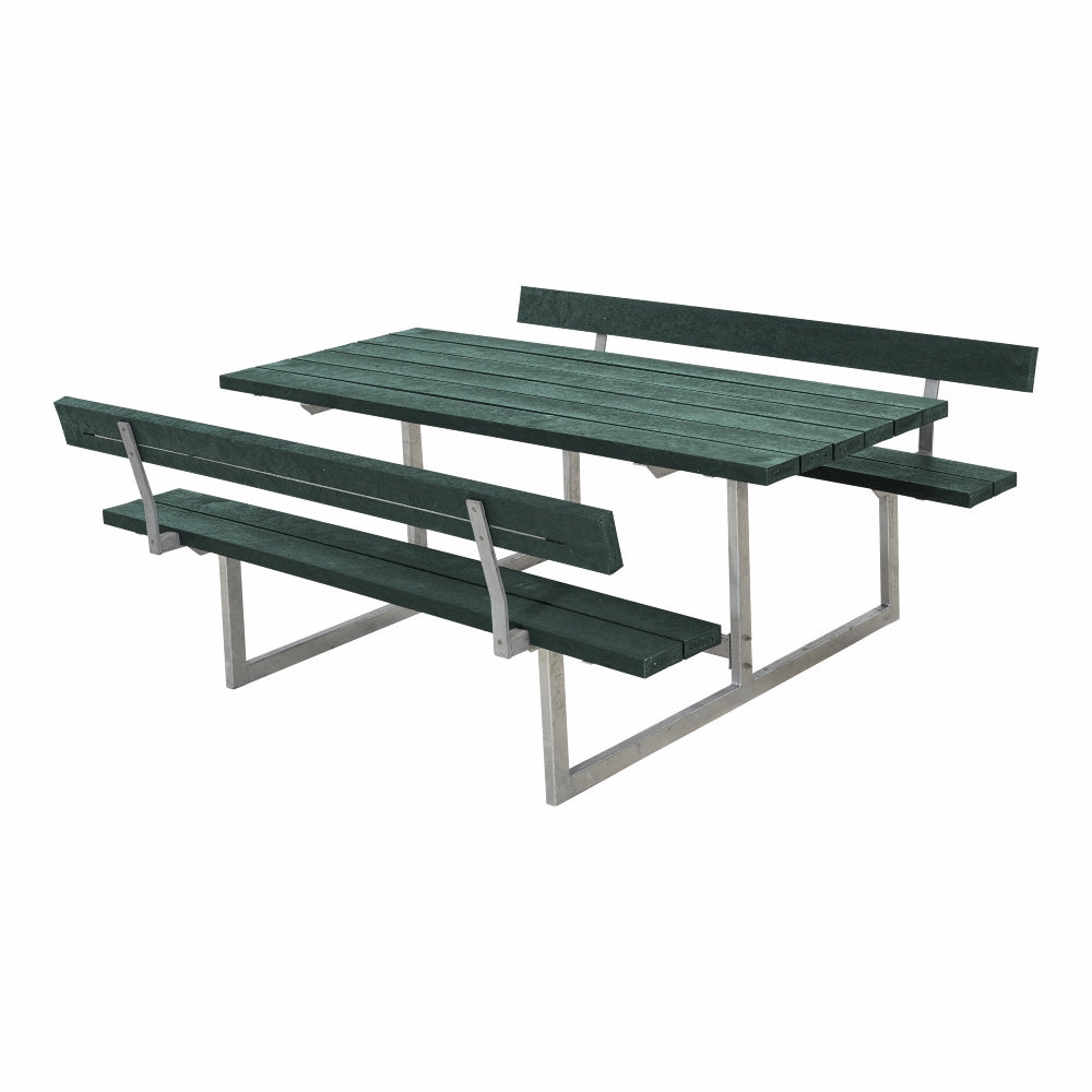 Basic bord-/bænkesæt med 2 ryglæn - 177 cm - ReTex - Grøn