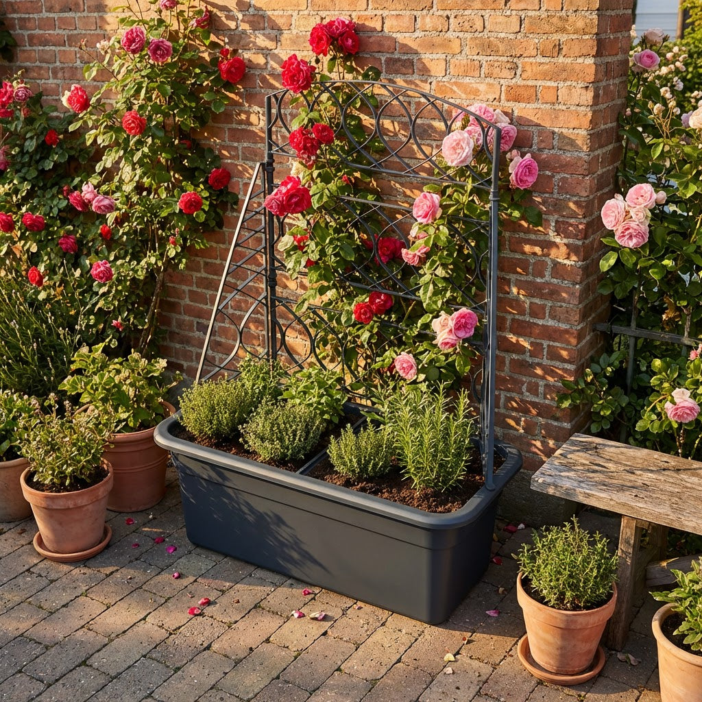Plantekasse med espalier i plast 58 x 29 x 78 cm