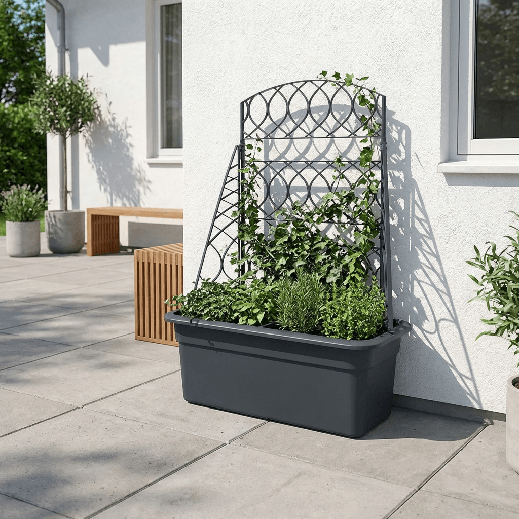 Plantekasse med espalier i plast 58 x 29 x 78 cm