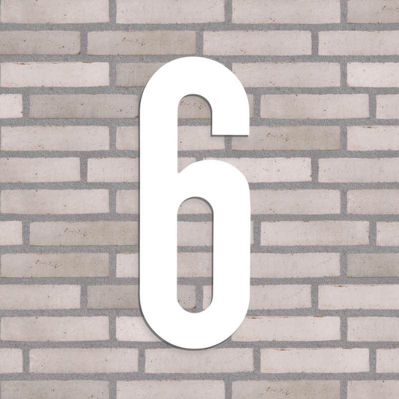 40 cm højt hvidt husnummer nr. 6