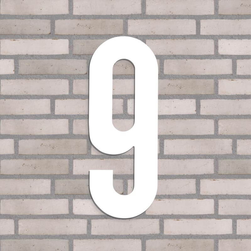 hvid nr. 9 husnummer 40 cm. høj