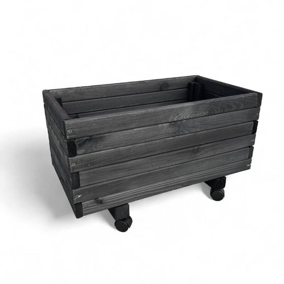 Plantekasse på hjul 60 x 34 x 32 cm - Sort træ