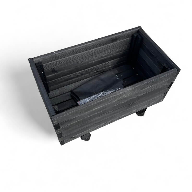 Plantekasse på hjul 60 x 34 x 32 cm - Sort træ