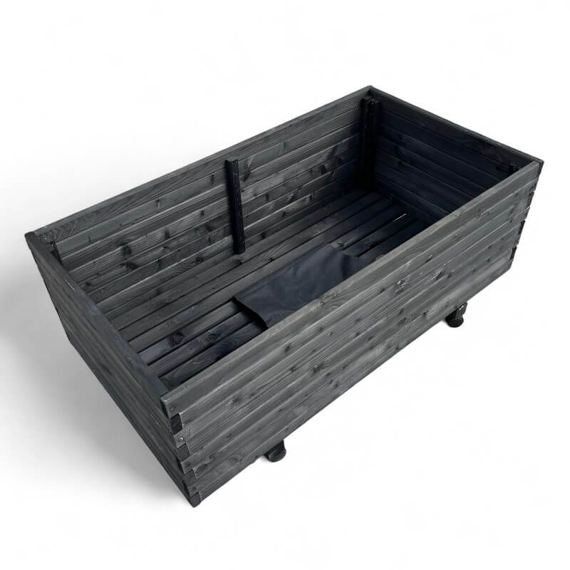 Plantekasse på hjul 110 x 60 x 41 cm - Sort træ
