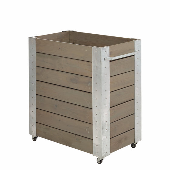 Sæt med hjul til cubic blomsterkasse, gråbrun 87×50×95 cm