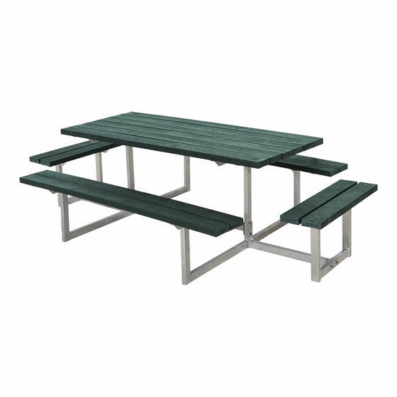 Basic bord-/bænkesæt med 2 påbygninger - 260 cm - ReTex - Grøn