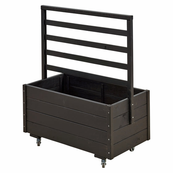 Sort plantekasse med espalier og hjul 88×48×105 cm
