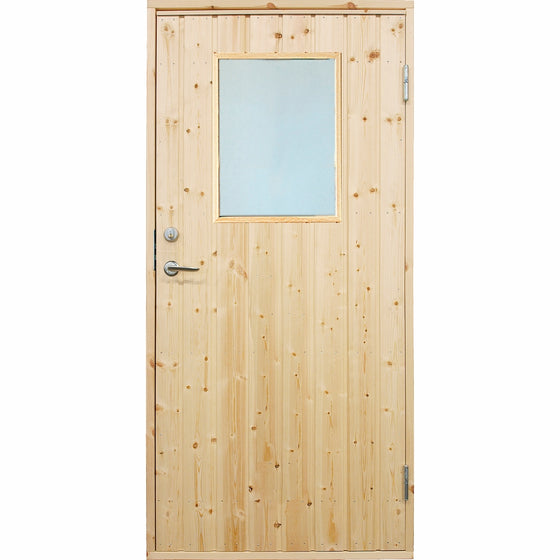 Udhusdør med vindue og karm, standard panel 88,6×197,8 cm