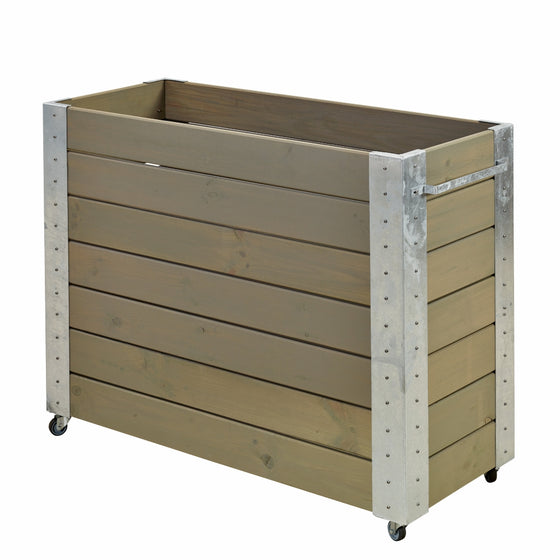 Sæt af drejelige hjul til blomsterkasse med bremse, gråbrun 120×50×95 cm