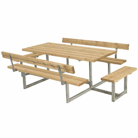 Basic bænkesæt i ThermoWood med 260 cm træplanker og ryglæn