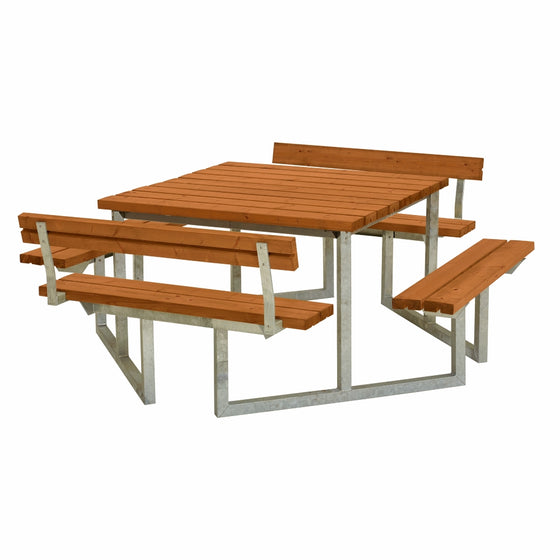 Twist bord-/bænkesæt af grundmalet teak 204 cm med 2 ryglæn