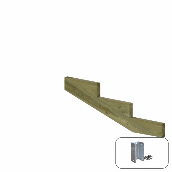 Trappevange med beslag til 3 trin, trindybde 39 cm og mål 117 cm
