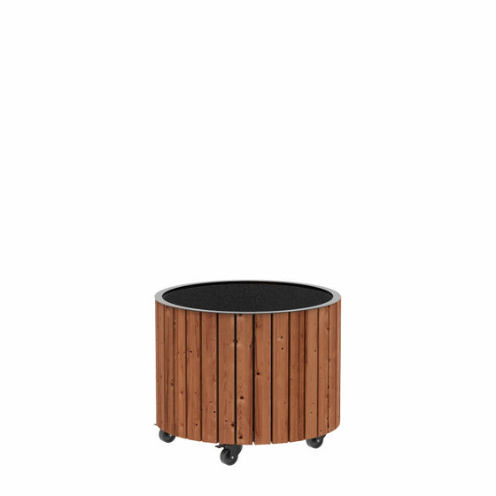 Circle plantekasse Ø55/45 cm i ThermoWood med lodrette lameller og måltegning