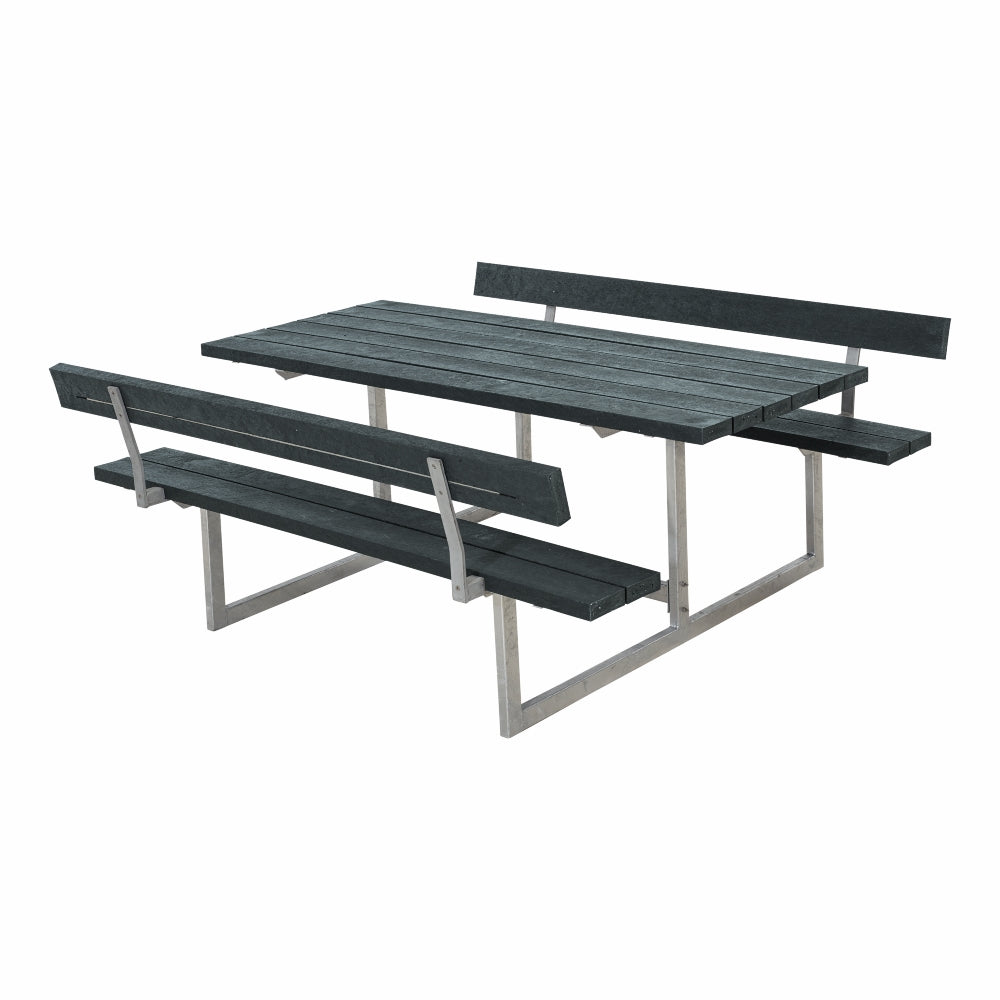 Basic bord-/bænkesæt med 2 ryglæn - 177 cm - ReTex - Grå