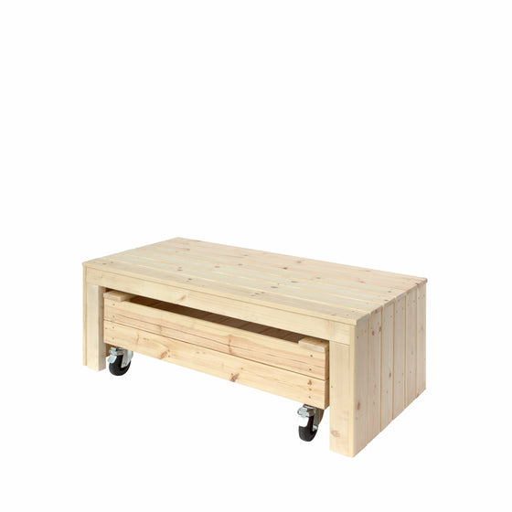 Fun sandkasse med hjul og bænk, 120 cm bred