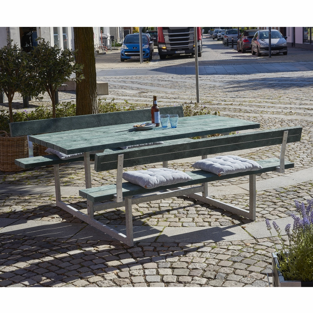 Basic bord-/bænkesæt med 2 ryglæn - 177 cm - ReTex - Grøn