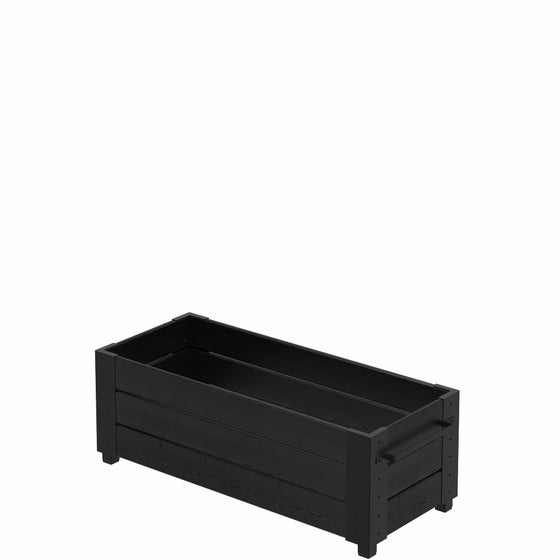 Cubic blomsterkasse med fødder i sort 120 x 50 x 42 cm