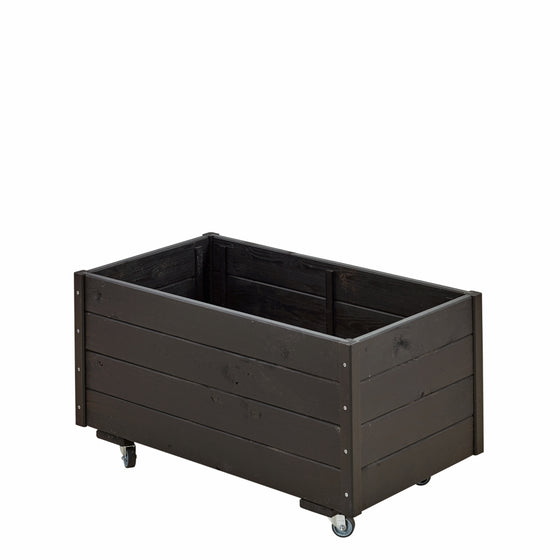 Sort plantekasse med hjul og åben top, 88×48×47 cm