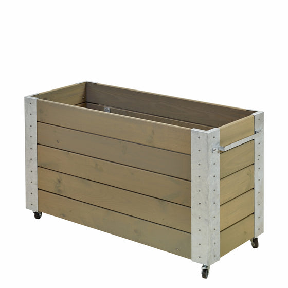 Sæt hjul med beslag til blomsterkasse, gråbrun 120×50×70 cm