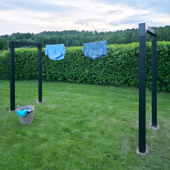 Cubic tørrestativ model 2 i grå metal med mål 400 x 190 cm