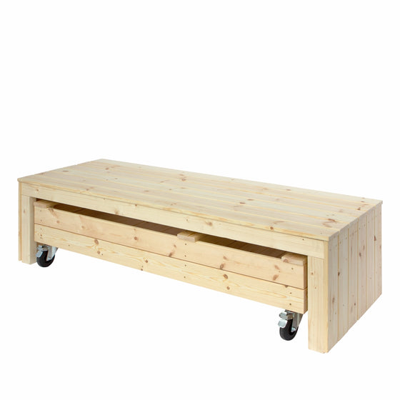 Fun sandkasse med hjul og bænk, mål 180 cm