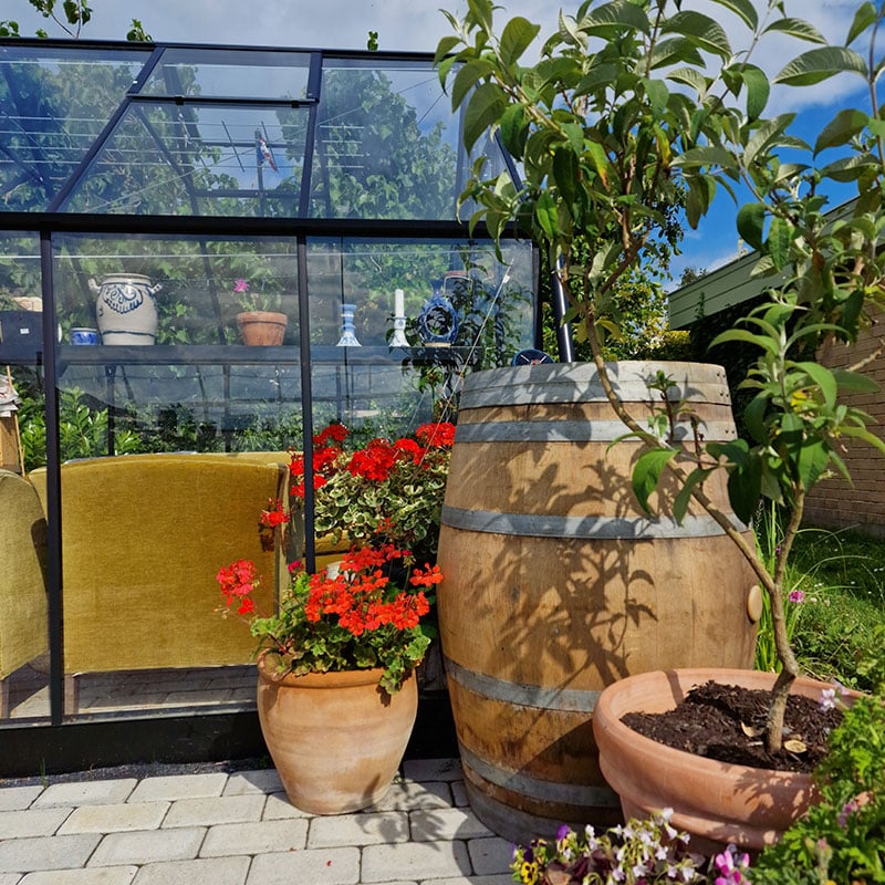 Regnvandstønde i egetræ, 225 liter