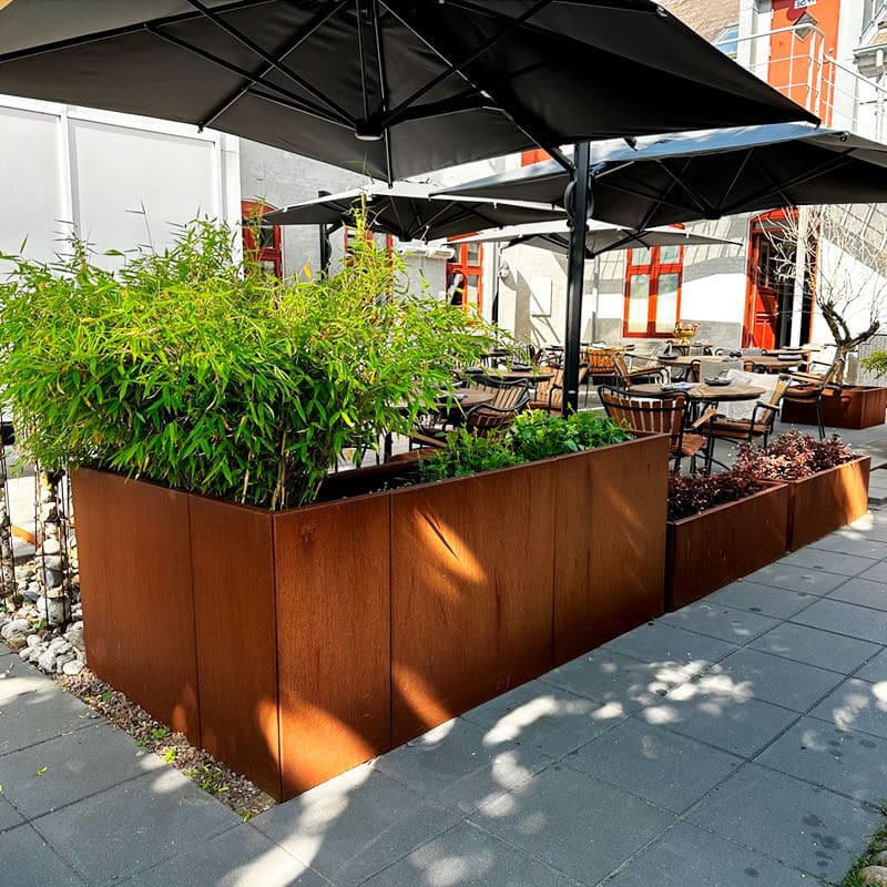 højbed i cortenstål til hos restaurant JA i holstebro