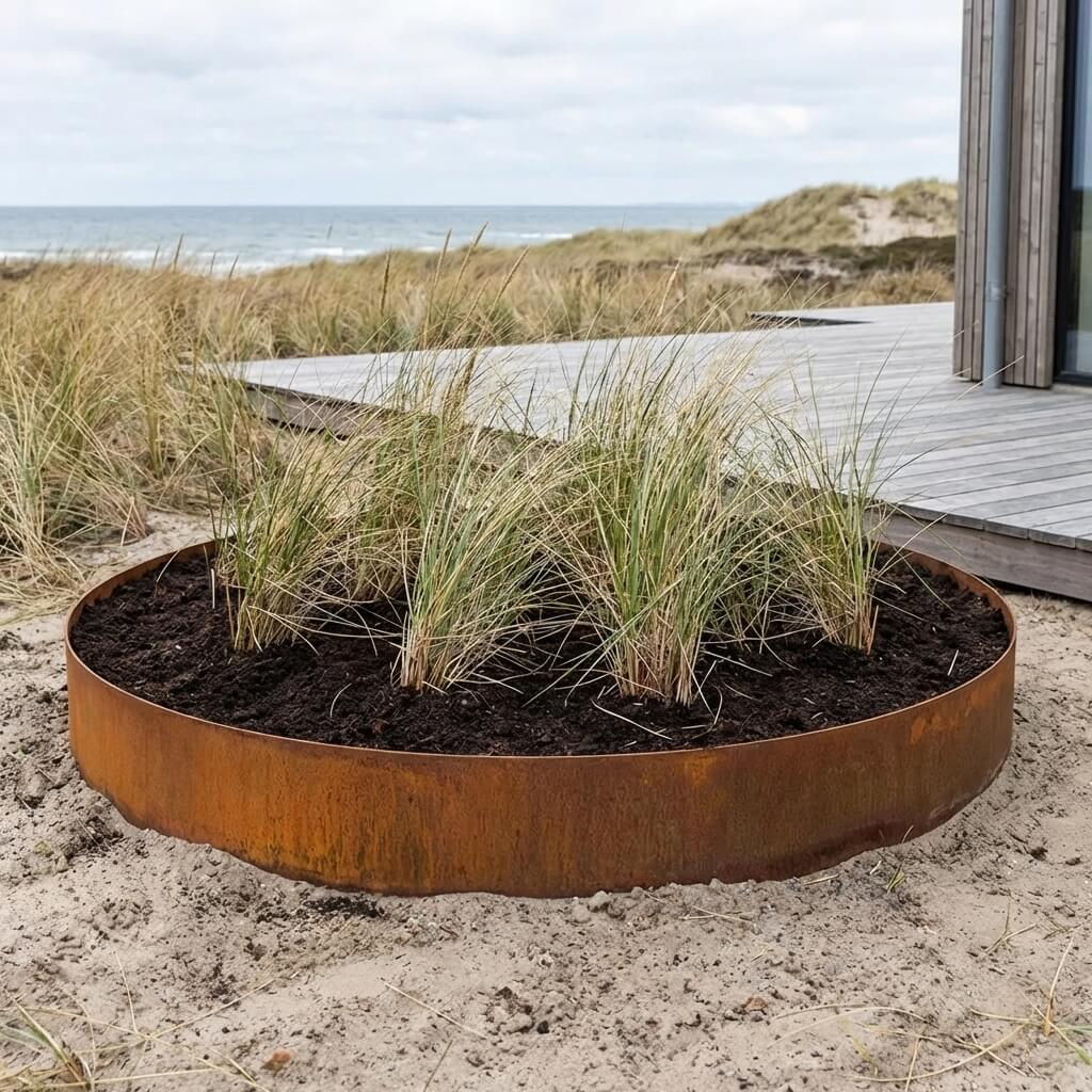 Rustikt Rundt Højbed i Cortenstål Ø80 x H20 cm – Til Haven – Havehandel.dk