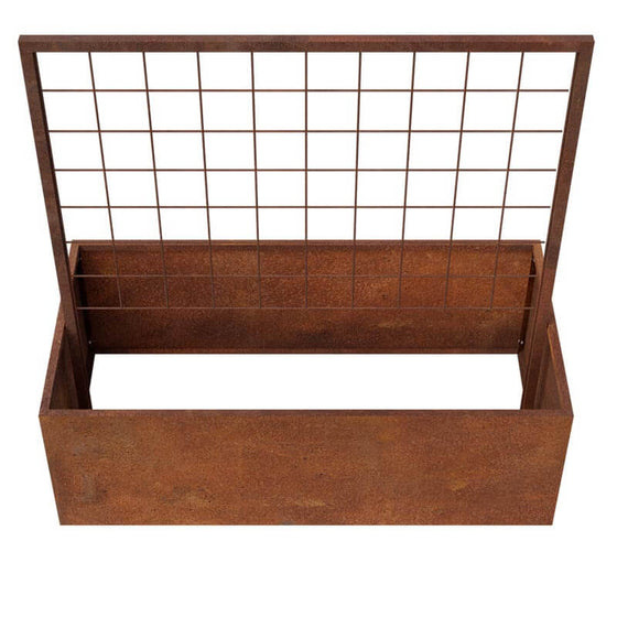 højbed i cortenstål med espalier