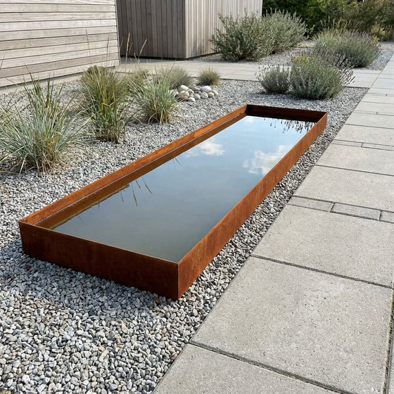 Spejlbassin i rustjern 118 x 28 x 6 cm