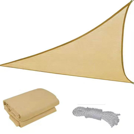 Solsejl trekantet, beige 3,6 x 3,6 meter