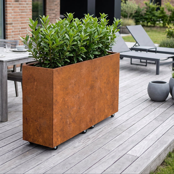 THOR Plantekasse på hjul 160 x 40 x 80 - Cortenstål