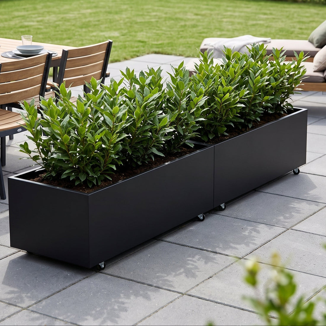 THOR Plantekasse på hjul 240 x 60 x 40 - Black Steel