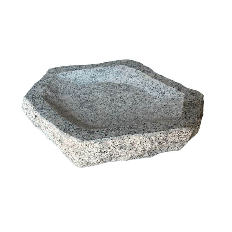Fuglebad Sekskantet lys granit 30×25 cm